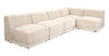 Kort & Co. Oaklyn Modular 5-Piece Fabric Armless Sectional with Tufted Seat Cushions - Beige | Sofa sectionnel modulaire sans accoudoirs Oaklyn de Kort & Co. 5 pièces en tissu avec coussins de siège capitonnés - beige