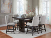 Metro Counter Height 7pc Dining Set with Table & 6 Chairs, Built-in Wine Rack, 66"W - Brown/Beige | Ensemble de salle à manger Metro 7 pièces de hauteur comptoir avec table de 66 po (L), 6 chaises et support à vin intégré - brun et beige