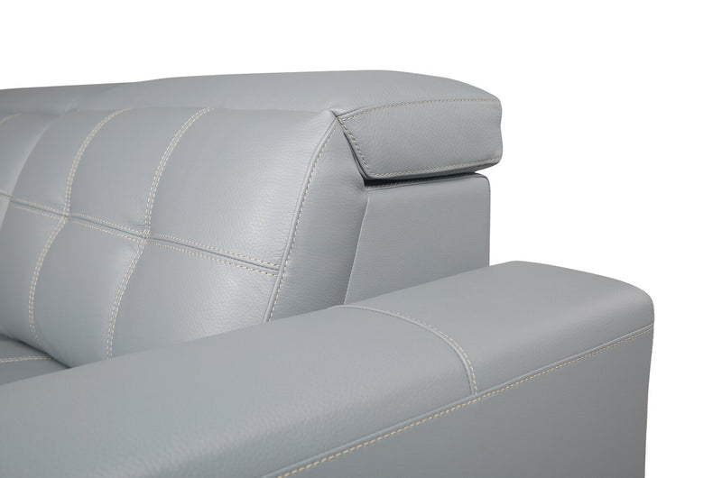 Geneva 3-Piece Genuine Leather Power Reclining Sectional with Power Headrests and USB Port - Pool Blue