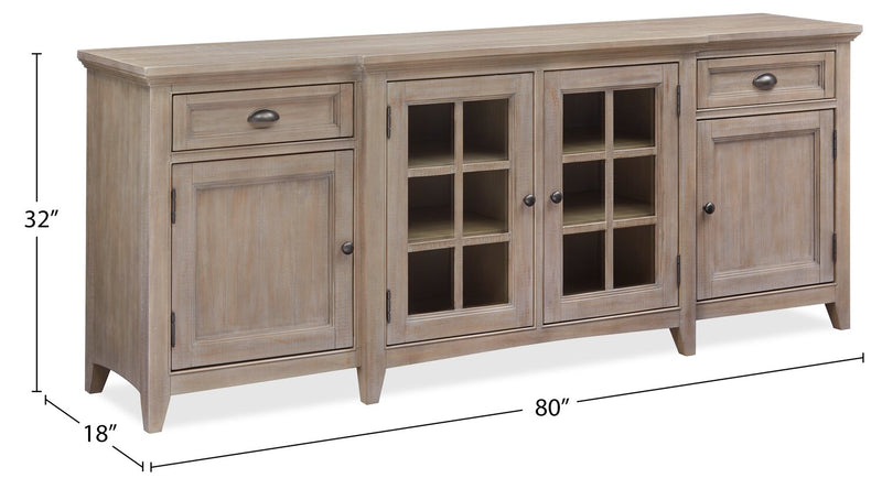Wesley 80\" Traditional TV Stand with Storage and Cable Management for TVs up to 85\" - Dovetail Grey