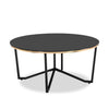 Xander 36" Modern Round Glass Top Coffee Table - Black and Gold with Metal Legs|Table à café ronde moderne Xander de 36 po avec dessus en verre - noire et dorée avec pattes en métal