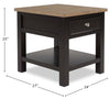 Wells 24" Solid Wood End Table with Storage and Shelf - Two Tone Brown | Table de bout Wells de 24 po en bois massif avec rangement et tablette - deux teintes de brun