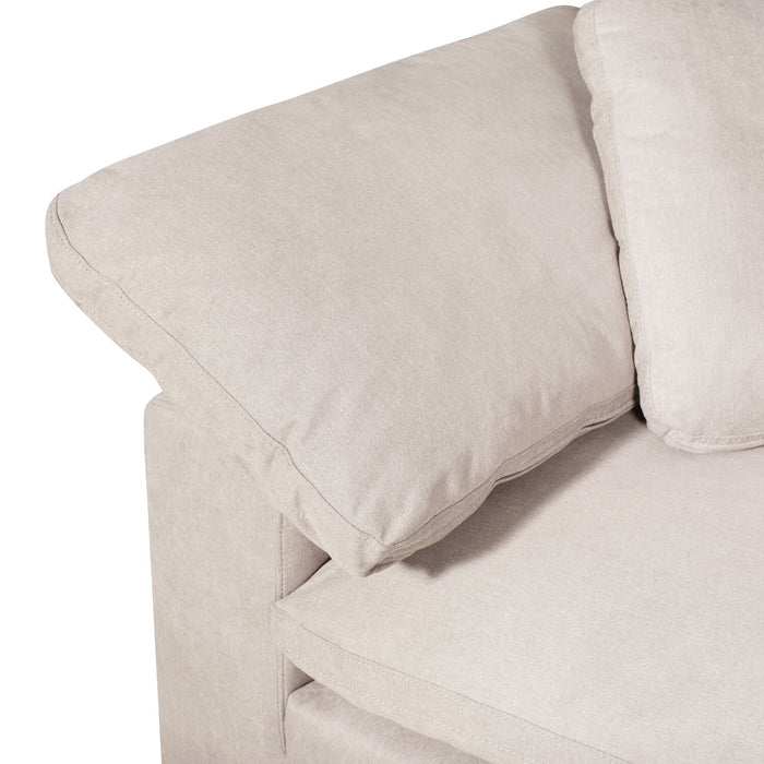 Eclipse Modular 5-Piece Linen-Look Fabric Sectional with Ottoman and Reversible Feather Down Cushions - Linen White
