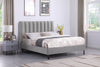 Amos Upholstered Headboard in Grey Fabric, Channelled - Full Size | Tête de lit rembourrée Amos en tissu gris en canaux - format lit double