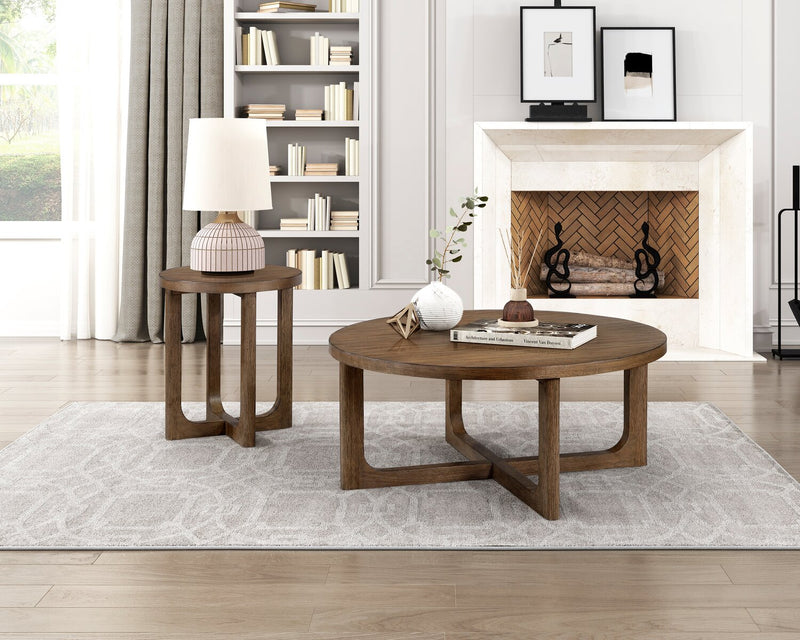Maxwell 42\" Round Coffee Table - Light Brown Hickory