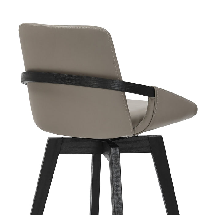 Apex Counter-Height Stool with Swivel Seat & Vegan Leather Fabric, 27\"H, Wood & Metal - Taupe