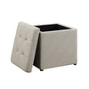 Yukon 17" Square Storage Fabric Ottoman - Grey Striped | Pouf de rangement carré Yukon de 17 po en tissu - rayé gris
