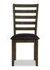 Devon Dining Chair with Vegan Leather Fabric, Wood - Dark Brown | Chaise de salle à manger Devon en tissu de cuir végétalien et en bois - brun foncé
