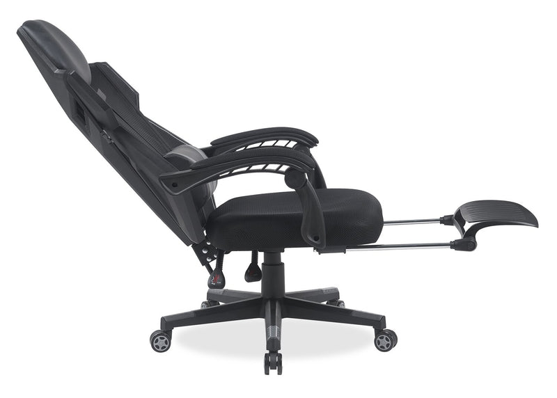 Sparrow 28.3\" Ergonomic Gaming Chair with Lumbar Cushion and Footrest - Black