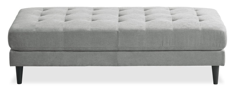Metro 63\" Fabric Ottoman with Tufted Cushion - Grey