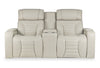Zen 75.5" Leather-Look Fabric Power Reclining Massage Loveseat with Refrigerator Console - Apricot | Causeuse de massage à inclinaison électrique Zen de 75,5 po en tissu d’apparence cuir avec console réfrigérée - abricot
