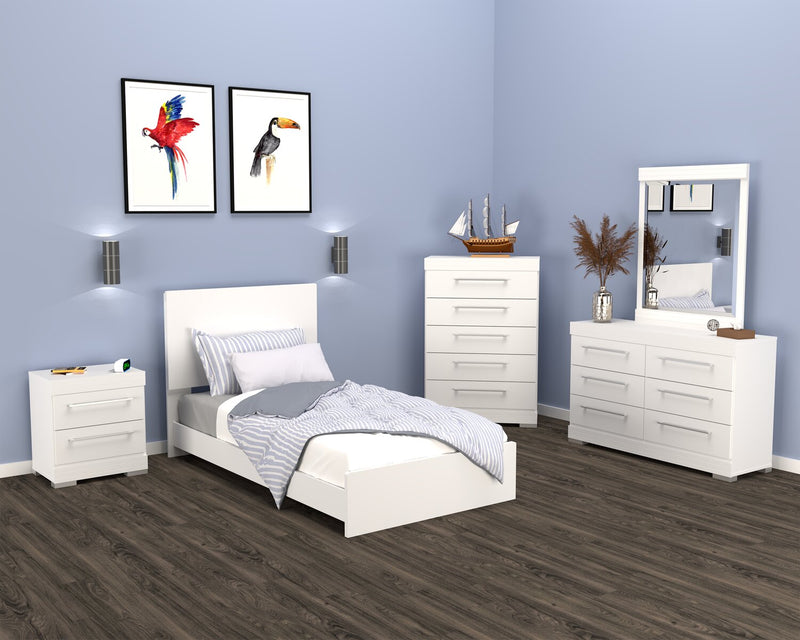 Riley Bedroom Chest of Drawers, 5-Drawer, 31\"W x 46\"H, Made in Canada - White