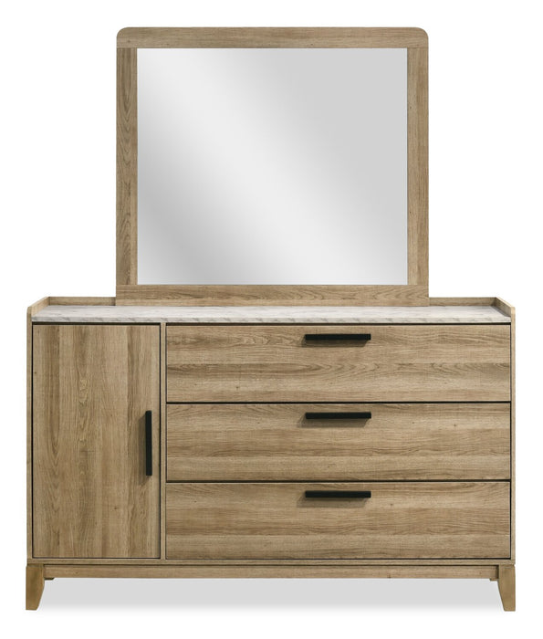 Sable Bedroom 3-Drawer Dresser with Storage Cabinet, 59\"W x 37\"H - Light Brown