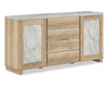 Vega Dining Server with Storage & 4 Drawers, Marble Look, 66"W - Natural & White | Desserte de salle à manger Vega de 66 po (L) en imitation de marbre avec rangement et 4 tiroirs - naturelle et blanche