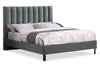 Amos Upholstered Headboard in Charcoal Fabric, Channelled - Full Size | Tête de lit rembourrée Amos en tissu anthracite en canaux - format lit double