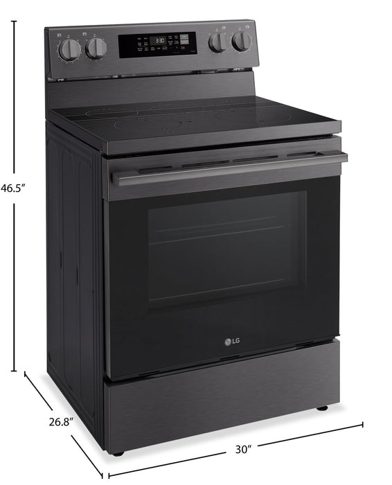 LG 6.3 Cu. Ft. Smart Electric Range with Air Fry - Black Stainless Steel - LREN6323ZE