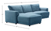 Voyage Modular 3-Piece Left-Facing Fabric Sectional with Removable Back Cushions – Blue | Sofa sectionnel modulaire de droite Voyage 3 pièces en tissu avec coussins de dossier amovibles - bleu