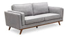 Kort & Co. Kassia 80" Linen-Look Fabric Condo Size Sofa with Wood Base and Legs - Grey | Sofa Kassia de Kort & Co. de 80 po de format condo en tissu d’apparence lin avec base et pattes en bois - gris