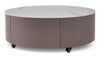 Circa 31.5\" Modern Round Coffee Table with White Sintered Stone Top, Storage and Casters - Grey-Taupe
