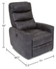 Quinn Leather-Look Fabric Swivel Rocker Power Recliner - Grey 