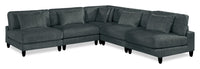 Lounge 5-Piece Chenille Armless Modular Sectional – Grey