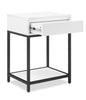 Akio Bedside 1-Drawer Nightstand with Lift-top Storage, 18"W x 25.75"H - White/Black | Table de nuit Akio de 18 po (l) x 25,75 po (H) à 1 tiroir avec dessus relevable et rangement - blanche et noire
