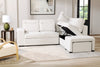 Coast 3-Piece Right-Facing Ivory White Fabric Sleeper Sectional with Storage Chaise and Storage Armrest | Sofa-lit sectionnel de droite Coast 3 pièces en tissu blanc ivoire avec fauteuil long de rangement et accoudoir de rangement