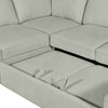 Scott Living Haven 4-Piece Left-Facing Chenille Fabric Sleeper Sectional with Storage Chaise - Seafoam Blue | Sofa-lit sectionnel de gauche Haven de Scott Living 4 pièces en tissu de chenille avec fauteuil long de rangement - bleu écume de mer
