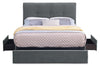 Amos Upholstered Storage Bed in Charcoal Fabric with Tufted Headboard & 3 Built-in Drawers - Queen Size | Lit de rangement Amos rembourré en tissu anthracite avec tête de lit capitonnée et 3 tiroirs intégrés - format grand lit