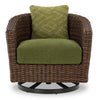 Tofino Outdoor Patio Swivel Chair - Resin Wicker, UV & Weather Resistant - Green/Brown/Black | Fauteuil pivotant Tofino pour la terrasse à l’extérieur - osier en résine, résistant aux rayons UV et aux intempéries - vert, brun et noir