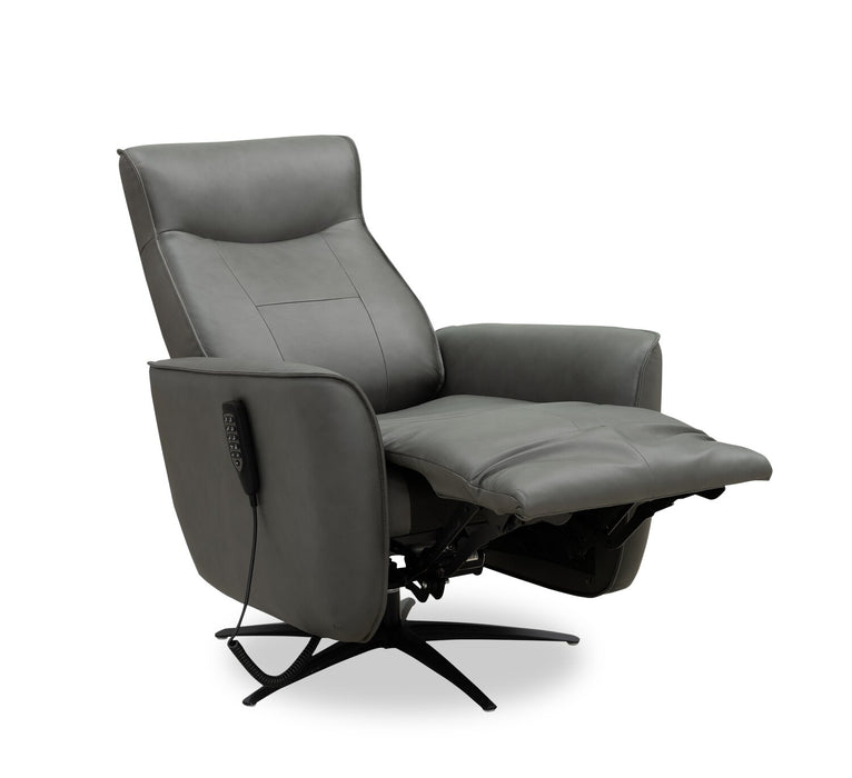 Serene 31\" Genuine Leather Power Reclining Massage Chair with Power Headrest and Heated Seat - Grey