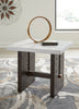 Warwick 26” Solid Wood and Marble End Table – White and Brown Oak | Table de bout Warwick de 26 po en bois massif et en marbre - blanche et chêne brun