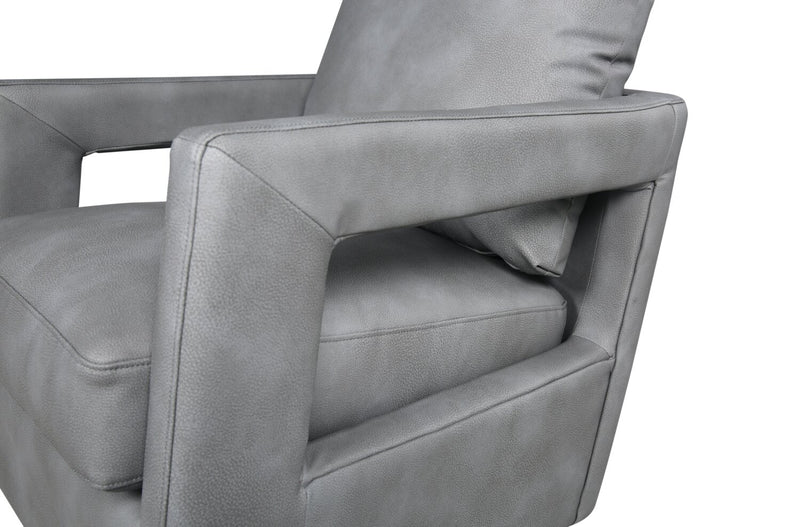 Ever 28\" Swivel Leather-Like Fabric Accent Chair – Grey