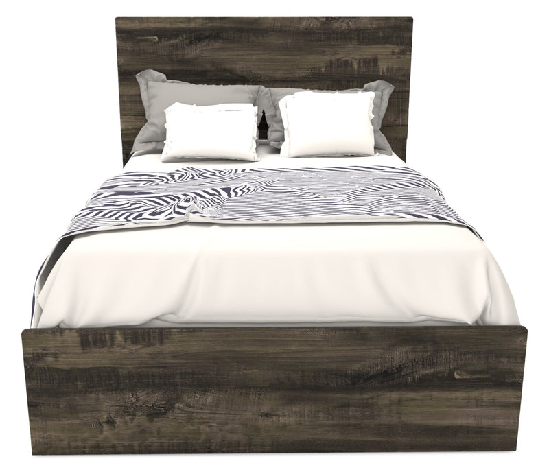 Riley 5pc Bedroom Set with Panel Bed, Dresser & Mirror, Made in Canada, Grey - Full Size