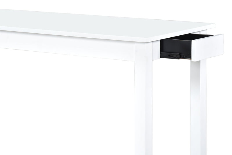 Noah 60” Modern Dining Table with 3 Counter-Height Stools and USB Ports - White