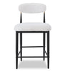 Kort & Co. Capri Counter-Height Stool with Boucle Fabric & Gold Accent, 26"H, Metal - White | Tabouret 26 po Capri de Kort & Co. de hauteur comptoir en métal avec tissu bouclé et touches dorées - blanc