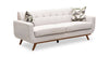 Kort & Co. Freeman 80” Linen-Look Fabric Condo Size Sofa with Wood Legs - Dove White | Sofa Freeman de Kort & Co. de 80 po de format condo en tissu d’apparence lin avec base et pattes en bois - blanc colombe