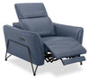 Riviera Top-Grain Genuine Leather Power Reclining Chair - Blue | Fauteuil à inclinaison électrique Riviera en cuir véritable de qualité supérieure - bleu