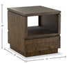 Elm 22” Rustic Pine End Table with Storage - Brown | Table de bout rustique Elm de 22 po en pin - brune