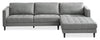 Metro 2-Piece Right-Facing Fabric Sectional with Chaise and Tufted Seat Cushions - Grey | Sofa sectionnel de droite Metro 2 pièces en tissu avec fauteuil long et coussins de siège capitonnés - gris