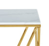 Amanda 21.5" Modern Square End Table - White Marble Top with Gold Metal Base | Table de bout carrée moderne Amanda de 21,5 po - dessus en marbre blanc avec base en métal doré
