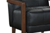 Enzo 26" Genuine Leather Accent Chair with Biscuit Tufting, Track Arms and Wood Legs - Black | Fauteuil d’appoint Enzo de 26 po en cuir véritable avec capitonnage en biscuit, accoudoirs rectilignes et pattes en bois - noir
