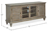 Baron 72” Rustic Pine TV Stand with Storage and Cable Management for TVs up to 80” - Dovetail Grey | Meuble pour téléviseur rustique Baron de 72 po en pin avec rangement et système de gestion des