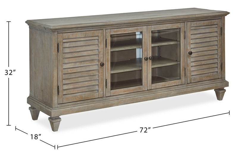 Baron 72” Rustic Pine TV Stand with Storage and Cable Management for TVs up to 80” - Dovetail Grey