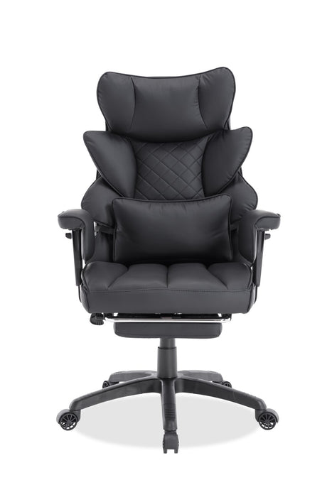 Tommy 28.7\" Faux Leather Adjustable Office Chair with Footrest and Adjustable Arms – Black 