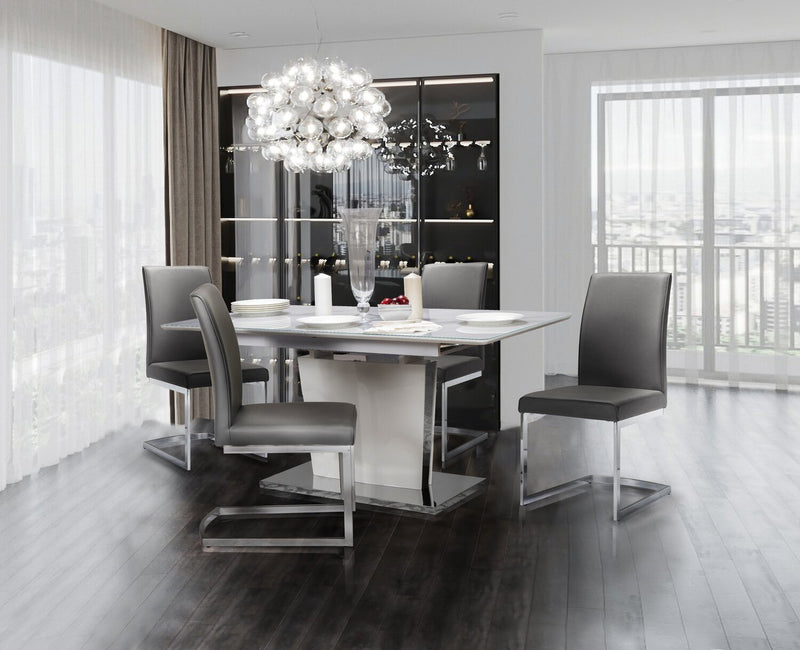 Naya Dining Chair, Vegan Leather, Metal – Grey