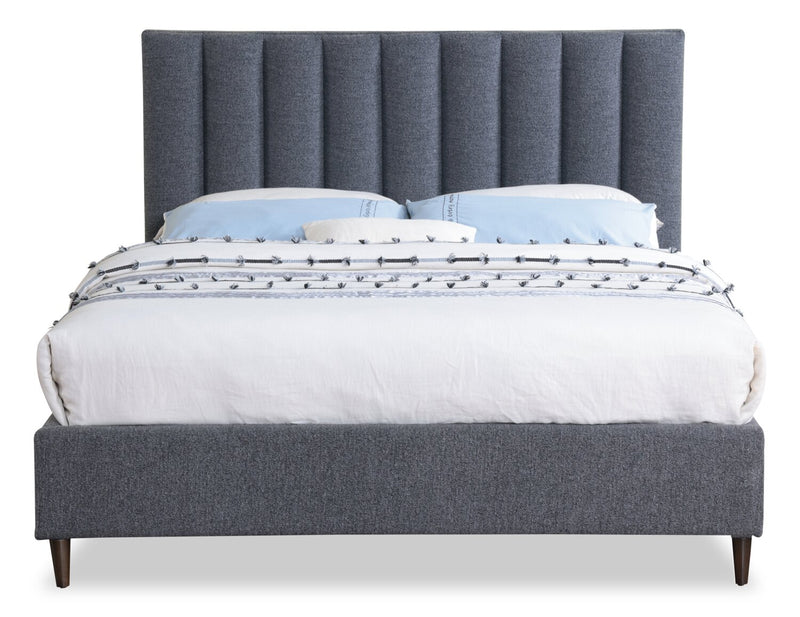 Kort & Co. Rain Upholstered Platform Bed in Charcoal Fabric, Tufted - King Size