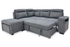 Coast 3-Piece Left-Facing Fabric Sleeper Sectional with Storage and Ottoman - Smoke | Sofa-lit sectionnel de gauche Coast 3 pièces en tissu avec rangement et pouf - fumée