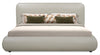 Luka Upholstered Platform Bed in Taupe Vegan-Leather Fabric, Modern - King Size | Lit plateforme rembourré moderne Luka en tissu de cuir végétalien taupe - format très grand lit