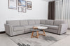 Vault 5-Piece Sectional with Pull-Out Loveseat and Storage Chairs - Grey | Sofa sectionnel Vault 5 pièces avec causeuse-lit et fauteuils de rangement - gris